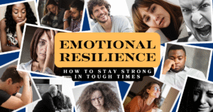 Images of people expressing different emotions including happiness, sadness, fear, worry, anger and joy.